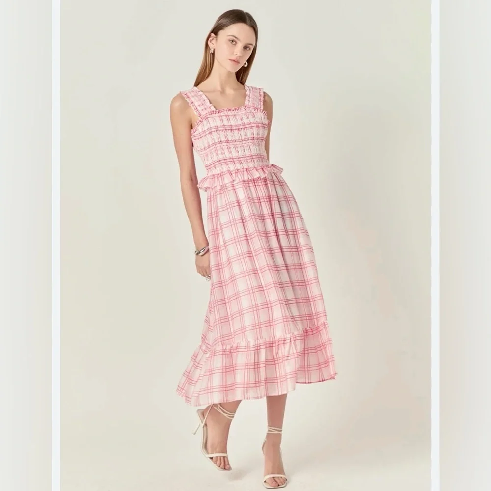english factory floral smocked midi dress Floral Print Smocked Midi Dress  English Factory